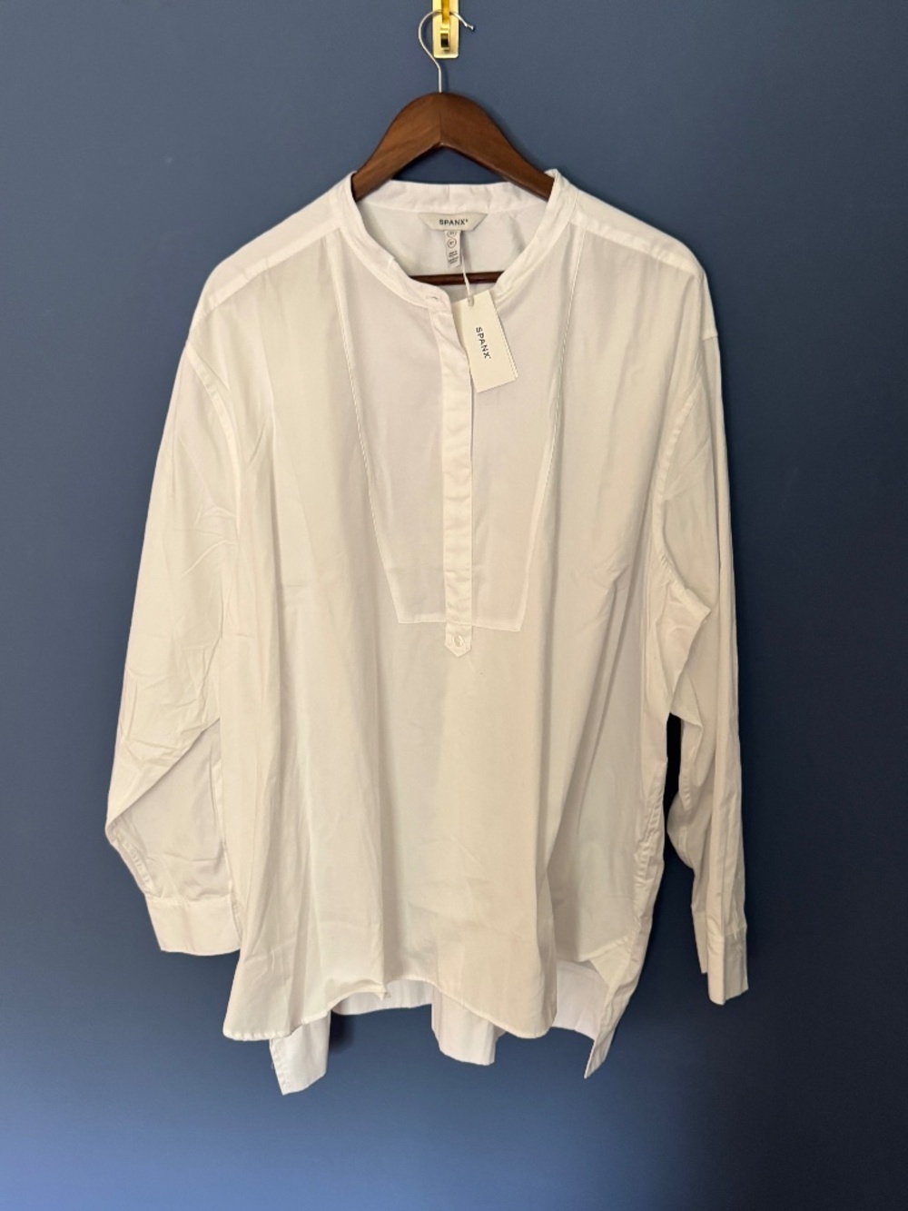 NWT Spanx classic white poplin tuxedo button down Size 3X